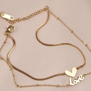 Love & ♥️Shape Layered Ankle Bracelet